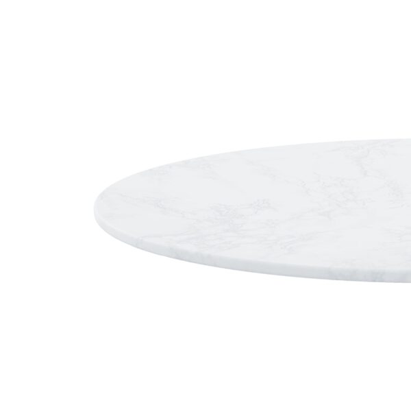 42.12"Modern Round Dining Table with Printed White Marble Table Top; Metal Base Dining Table;  End Table Leisure Coffee Table
