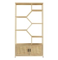 d0102h2jc4v-11.jpg Rattan bookshelf 5 tiers Bookcases Storage Rack with cabinet for Living Room Home Office