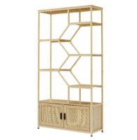 d0102h2jc4v-12.jpg Rattan bookshelf 5 tiers Bookcases Storage Rack with cabinet for Living Room Home Office