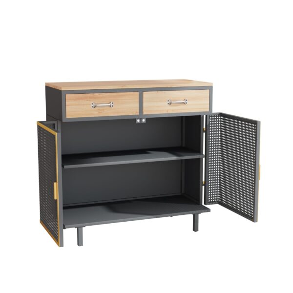 d0102h2zkp7-10.jpg 31.5'' Wide 2 Drawer Sideboard, Modern Furniture Decor, Made with Iron + Carbonized Bamboo, Easy Assembly