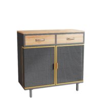 d0102h2zkp7-3.jpg 31.5'' Wide 2 Drawer Sideboard, Modern Furniture Decor, Made with Iron + Carbonized Bamboo, Easy Assembly
