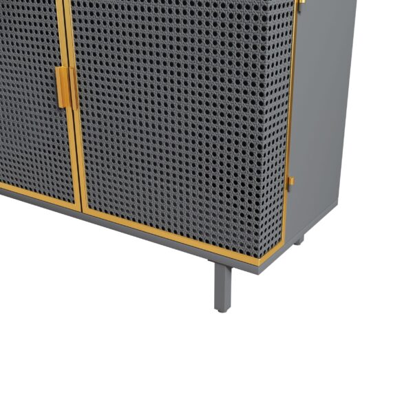 d0102h2zkp7-5.jpg 31.5'' Wide 2 Drawer Sideboard, Modern Furniture Decor, Made with Iron + Carbonized Bamboo, Easy Assembly