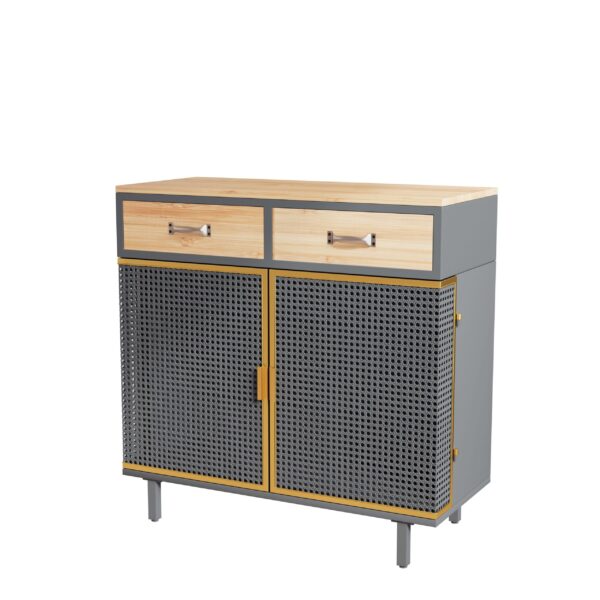 d0102h2zkp7-7.jpg 31.5'' Wide 2 Drawer Sideboard, Modern Furniture Decor, Made with Iron + Carbonized Bamboo, Easy Assembly