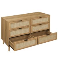 Modern 6 Drawer Dresser Wood Cabinet (Walnut)