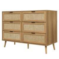 Modern 6 Drawer Dresser Wood Cabinet (Walnut)