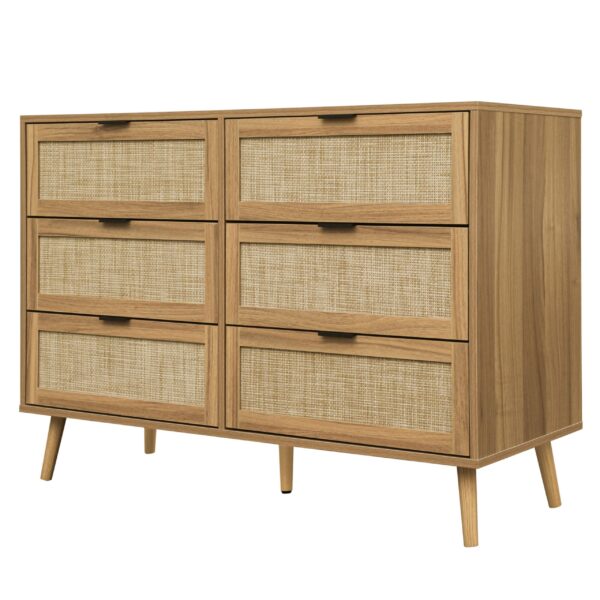 Modern 6 Drawer Dresser Wood Cabinet (Walnut)