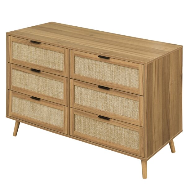 Modern 6 Drawer Dresser Wood Cabinet (Walnut)