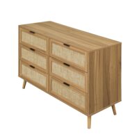 Modern 6 Drawer Dresser Wood Cabinet (Walnut)