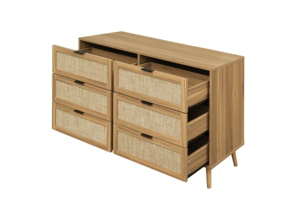 Modern 6 Drawer Dresser Wood Cabinet (Walnut)