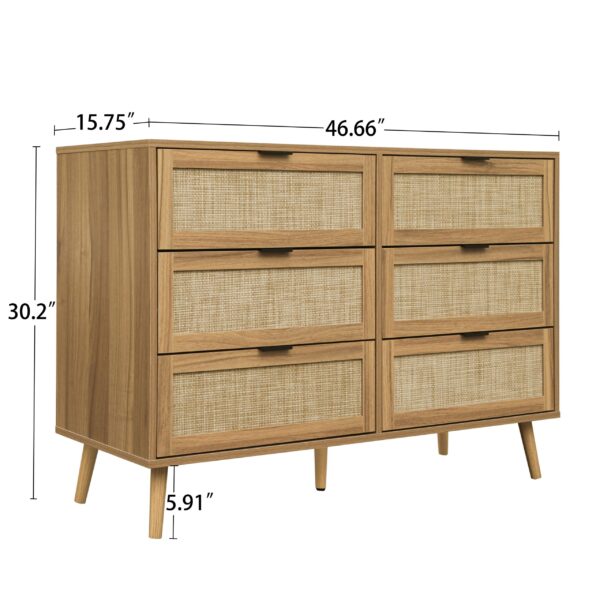 Modern 6 Drawer Dresser Wood Cabinet (Walnut)