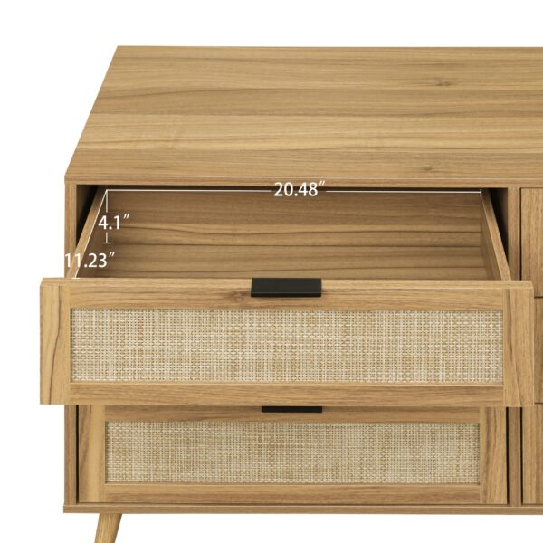Modern 6 Drawer Dresser Wood Cabinet (Walnut)