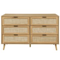 Modern 6 Drawer Dresser Wood Cabinet (Walnut)