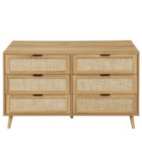 Modern 6 Drawer Dresser Wood Cabinet (Walnut)