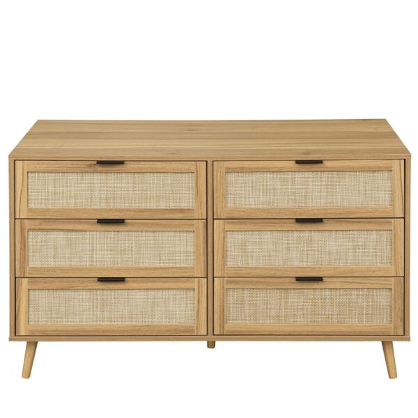 Modern 6 Drawer Dresser Wood Cabinet (Walnut)