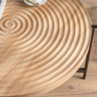 d0102h74ict-6.jpg 33"Modern Thread Design Round Coffee Table , MDF Table Top with Cross Legs Metal Base