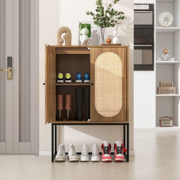 d0102h7btdj-2.jpg Natural rattan, Allen 2 Door high cabinet, rattan, Built-in adjustable shelf, Easy Assembly, Free Standing Cabinet for Living Room Bedroom