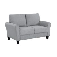 d0102haj9p7-6.jpg Modern 1pc Loveseat Textured Fabric Upholstered Rounded Arms Attached Cushions Transitional Living Room Furniture