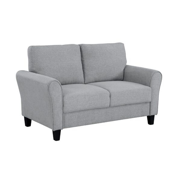 d0102haj9p7-6.jpg Modern 1pc Loveseat Textured Fabric Upholstered Rounded Arms Attached Cushions Transitional Living Room Furniture