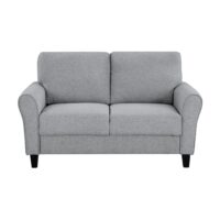 d0102haj9p7-7.jpg Modern 1pc Loveseat Textured Fabric Upholstered Rounded Arms Attached Cushions Transitional Living Room Furniture