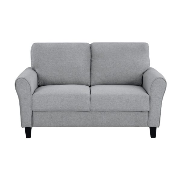 d0102haj9p7-7.jpg Modern 1pc Loveseat Textured Fabric Upholstered Rounded Arms Attached Cushions Transitional Living Room Furniture