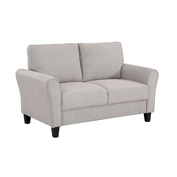 d0102haj9pg-1.jpg Modern 1pc Loveseat Textured Fabric Upholstered Rounded Arms Attached Cushions Transitional Living Room Furniture
