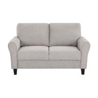 d0102haj9pg-3.jpg Modern 1pc Loveseat Textured Fabric Upholstered Rounded Arms Attached Cushions Transitional Living Room Furniture