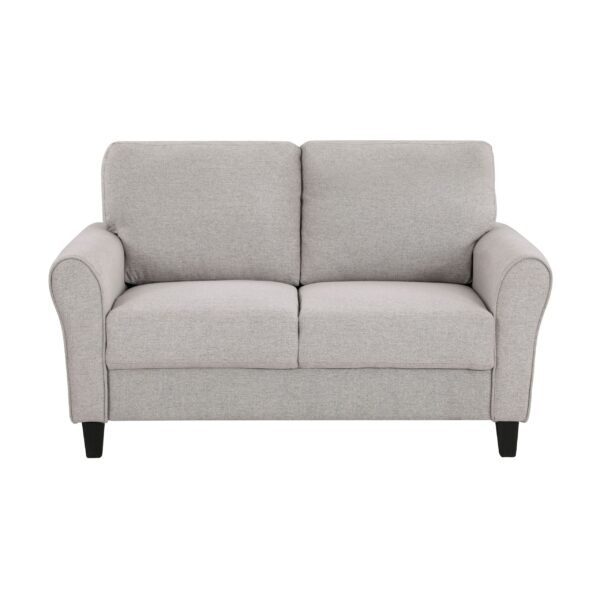 d0102haj9pg-3.jpg Modern 1pc Loveseat Textured Fabric Upholstered Rounded Arms Attached Cushions Transitional Living Room Furniture