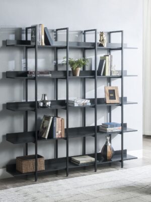 d0102harl5u.jpg 5 Tier Bookcase Home Office Open Bookshelf, Vintage Industrial Style Shelf with Metal Frame, MDF Board