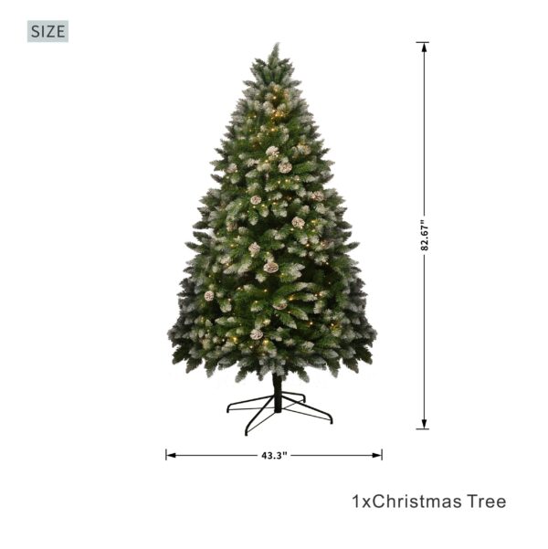 d0102hav2kj-1.jpg 7FT Snow-Frosted Christmas Tree with Pine Cones and 500 Warm White LED Lights