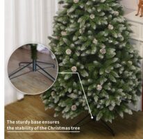 d0102hav2kj-4.jpg 7FT Snow-Frosted Christmas Tree with Pine Cones and 500 Warm White LED Lights