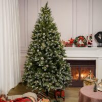 d0102hav2kj-5.jpg 7FT Snow-Frosted Christmas Tree with Pine Cones and 500 Warm White LED Lights