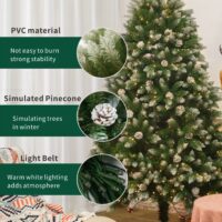 d0102hav2kj-6.jpg 7FT Snow-Frosted Christmas Tree with Pine Cones and 500 Warm White LED Lights
