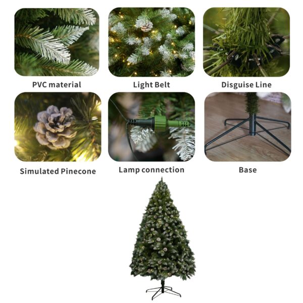 d0102hav2kp-8.jpg 6FT Snow-Frosted Christmas Tree with Pine Cones and 400 Warm White LED Lights