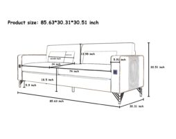 FX-P81PU-GR SOFA Modern Green PU Sofa with Gold Accents - Sleek Channel-Tufted Upholstery, 3-Seat Couch for Living Room and Office Decor(TEMU Suitable)
