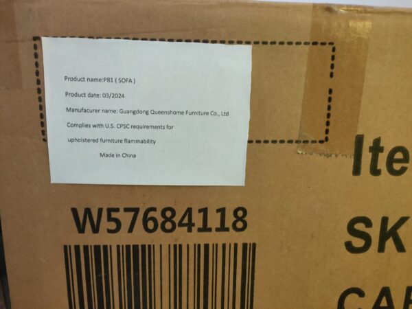 FX-P81-CW2 SOFA Modern Cream Velvet Sofa with Gold Accents - Sleek Channel-Tufted Upholstery, 3-Seat Couch for Living Room and Office Decor(TEMU Suitable)