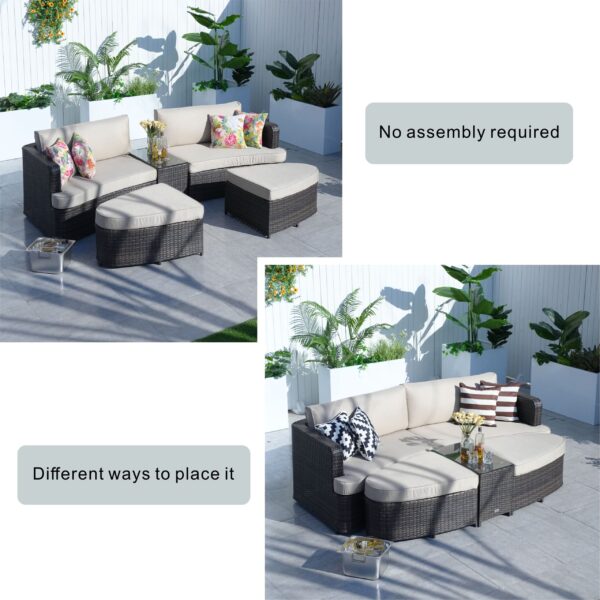 Direct Wicker 5-Piece Outdoor Wicker Sofa Daybed Set Patio Furniture Sunbed