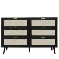 Modern 6 Drawer Dresser Wood Cabinet (Black)