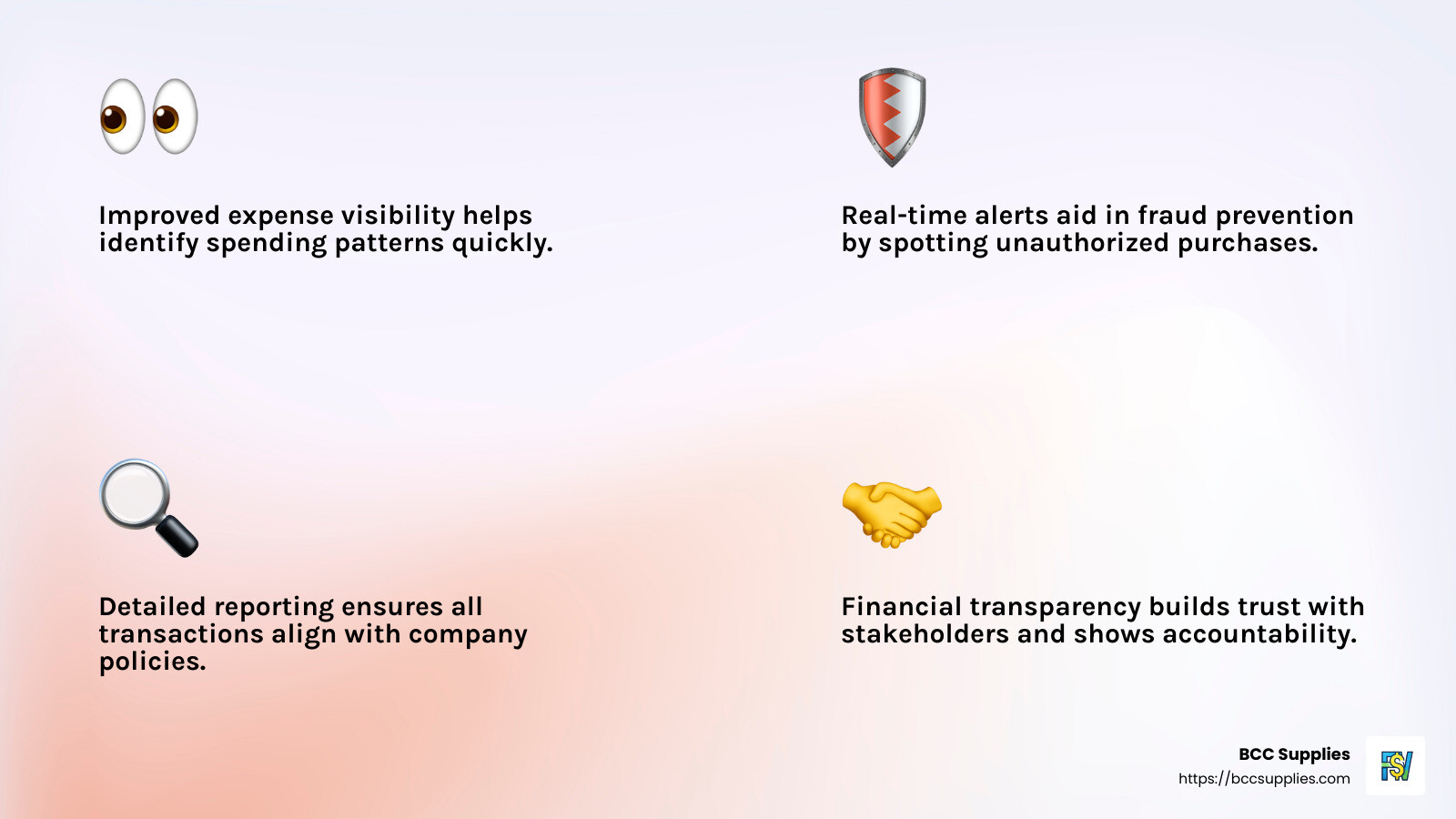 Financial transparency is key to building trust within an organization. - Business credit card management infographic 4_facts_emoji_light-gradient Financial transparency is key to building trust within an organization. - Business credit card management infographic 4_facts_emoji_light-gradient