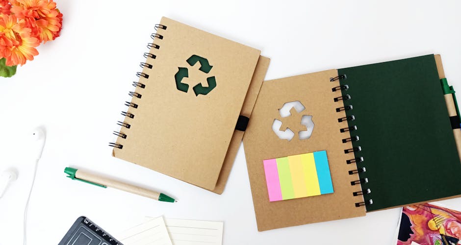 eco-friendly office supplies including recycled paper, biodegradable pens, and sustainable packaging - best wholesale office products